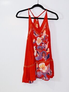 Free People Intimately Crepe Tropical Floral Flower Print Pattern Mini Dress XS